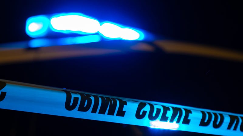 Police lights at crime scene - stock photo