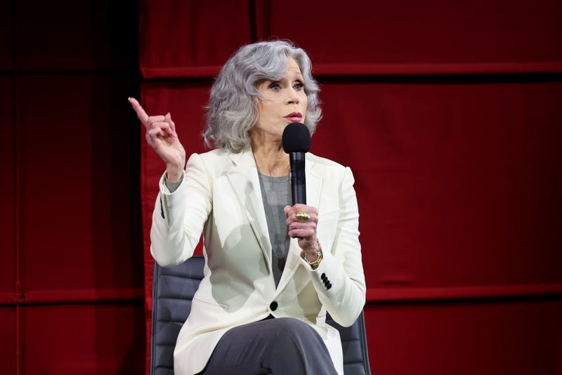 Jane Fonda speaks onstage during A Conversation On Climate Change And Activism With Jane Fonda And Dr. Naomi Oreskes at Academy Museum of Motion Pictures on April 19, 2024 in Los Angeles, California. 