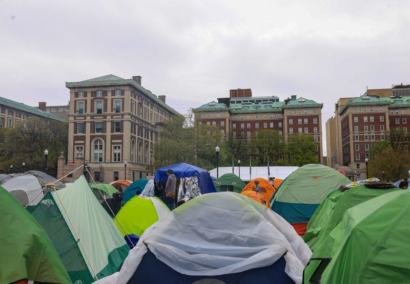 Pro-Palestinian student protesters continue demonstrations during the second week of the 'Gaza Solidarity Encampment' at Columbia University on April 27, 2024.