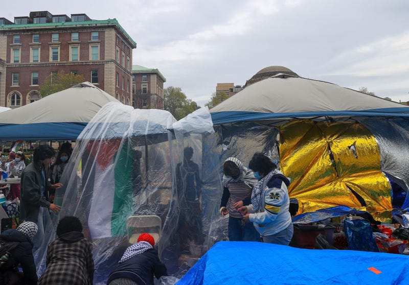 Pro-Palestinian student protesters continue demonstrations during the second week of the 'Gaza Solidarity Encampment' at Columbia University on April 27, 2024.
