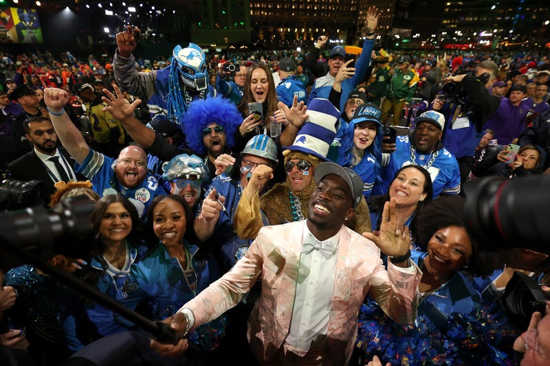 Terrion Arnold celebrates with Lions fans