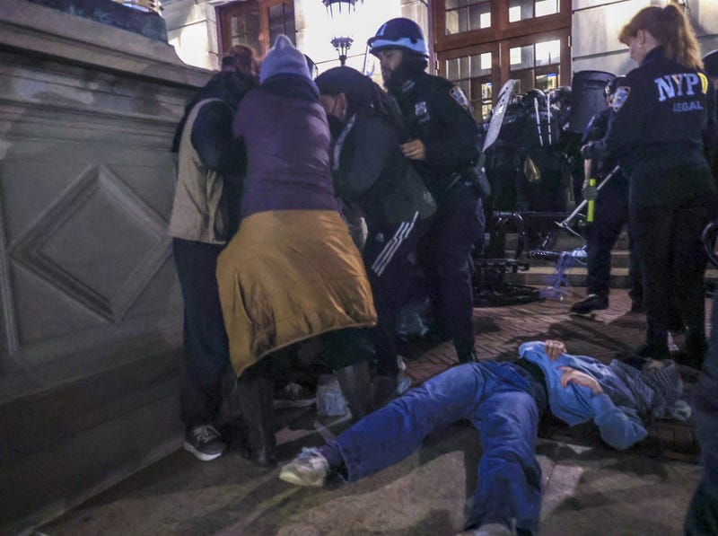 NYPD officers detain dozens of pro-Palestinian students at Columbia University on April 30, 2024