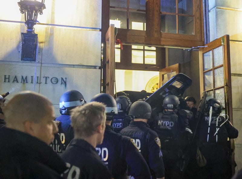 NYPD officers detain dozens of pro-Palestinian students at Columbia University on April 30, 2024