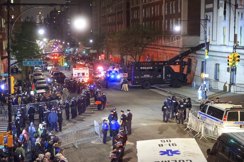 NYPD officers detain dozens of pro-Palestinian students at Columbia University on April 30, 2024