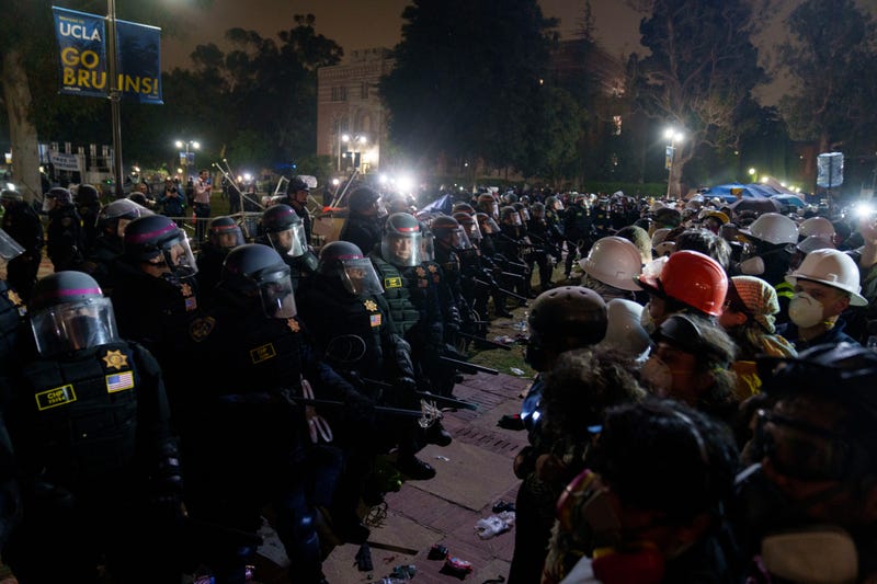 police squaring off against protesters on ucla campus