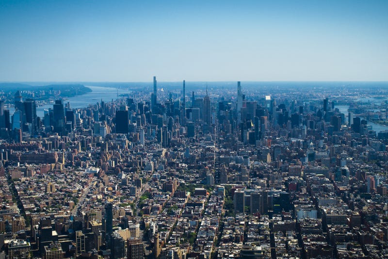 The Midtown Manhattan skyline is seen on a sunny day in April