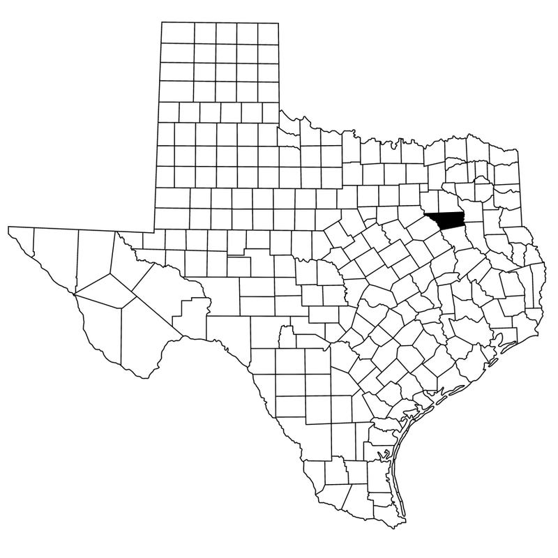 Texas map showing Henderson County