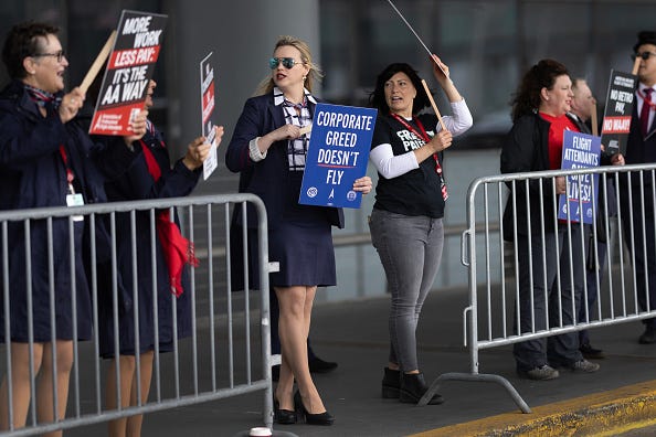 American Airlines flight attendants picket