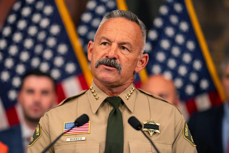 WASHINGTON, DC - MAY 15: Sheriff Chad Bianco of Riverside County speaks during a news conference at the U.S. Capitol on May 15, 2024 in Washington, DC. This week marks National Police Week, which sees thousands of police officers from departments across the country coming to Washington DC to honor law enforcement who died in the line of duty.