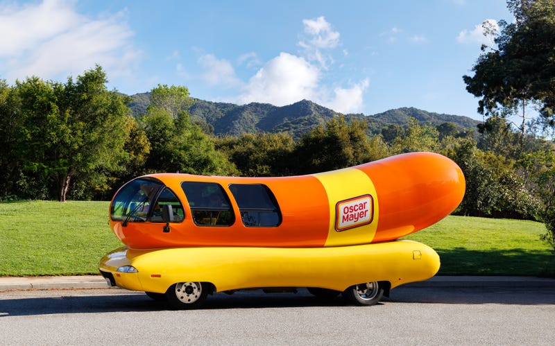 LOS ANGELES, CALIFORNIA - APRIL 15: The Oscar Mayer Wienermobile Visuals on April 15, 2024 in Los Angeles, California. (Photo by Rich Polk/Getty Images for Oscar Mayer)