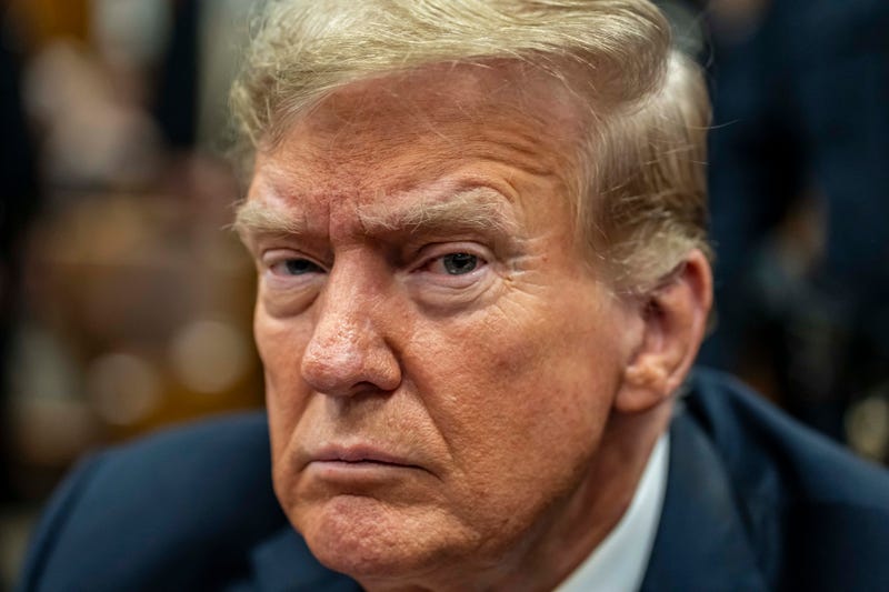 Former U.S. President Donald Trump sits in the courtroom for his trial for allegedly covering up hush money payments at Manhattan Criminal Court on May 21, 2024 in New York City. 