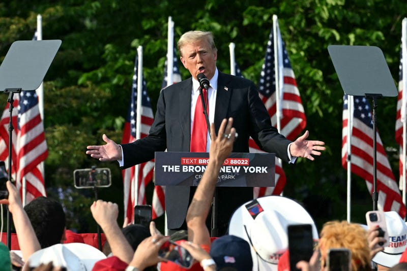 Former U.S. President and Republican presidential candidate Donald Trump speaks during a campaign rally in the South Bronx in New York City on May 23, 2024.