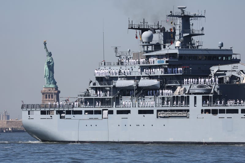 The Parade of Ships arrives into New York Harbor during the start of the 36th annual Fleet Week on May 22, 2024 in New York City. The ships travel past the Statue of Liberty and Battery Park in lower Manhattan before ending just below the George Washington Bridge. Fleet Week brings thousands of active service members to New York City for a week of ship tours, concerts, demonstrations and other events that give New Yorkers a close up view of the U.S. military.
