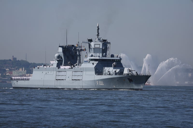 The Parade of Ships arrives into New York Harbor during the start of the 36th annual Fleet Week on May 22, 2024 in New York City.