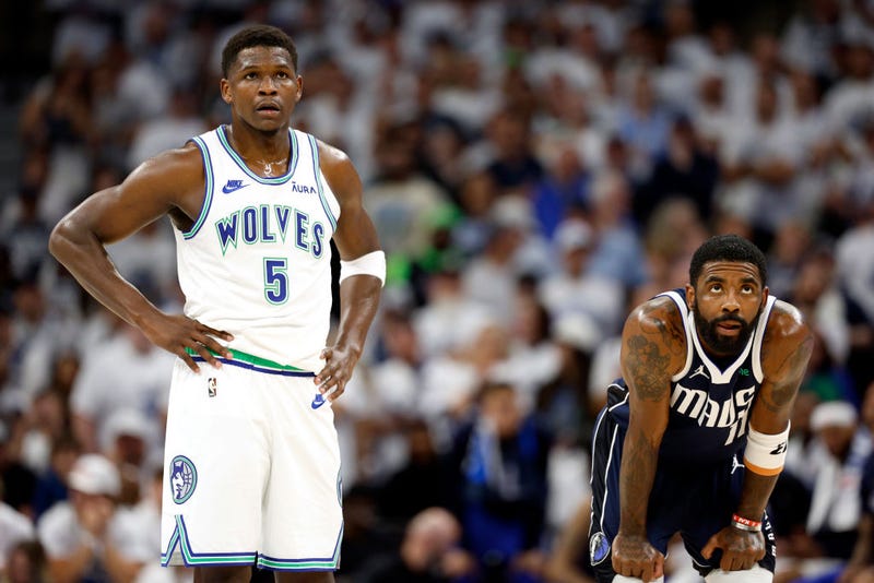 Anthony Edwards #5 of the Timberwolves during the first quarter in Game One of the Western Conference Finals.
