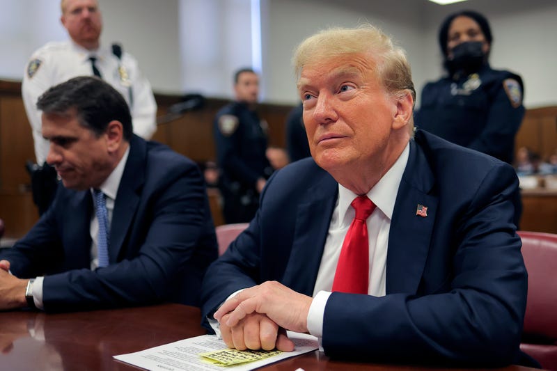 Former U.S. President Donald Trump appears for his hush money trial at Manhattan Criminal Court on May 28, 2024 in New York City. Closing arguments are set to begin in former U.S. President Trump's hush money trial.