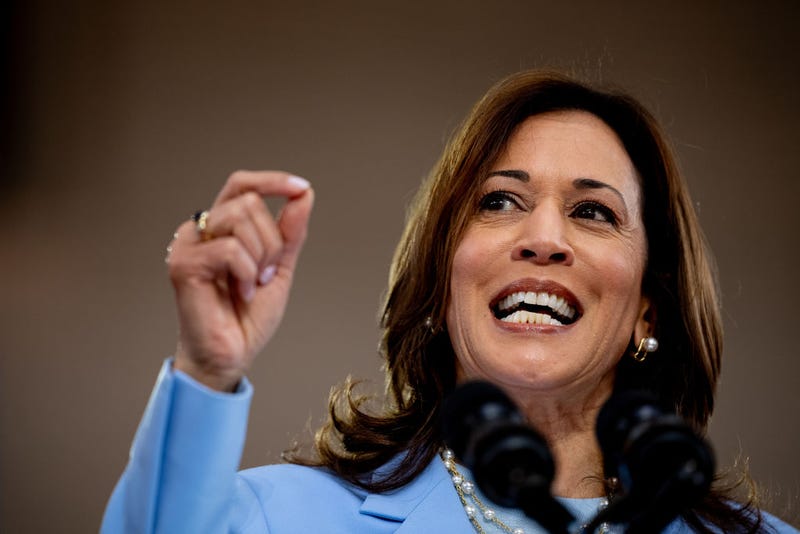 U.S. Vice President Kamala Harris introduces U.S. President Joe Biden during a campaign rally at Girard College on May 29, 2024 in Philadelphia, Pennsylvania. 