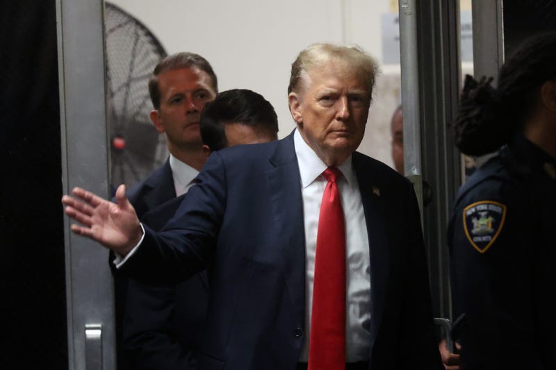 Former U.S. President Donald Trump returns to the courtroom following a lunch break for his criminal trial at Manhattan Criminal Court on May 28, 2024 in New York City. Closing arguments are set to begin in former U.S. President Trump's hush money trial.