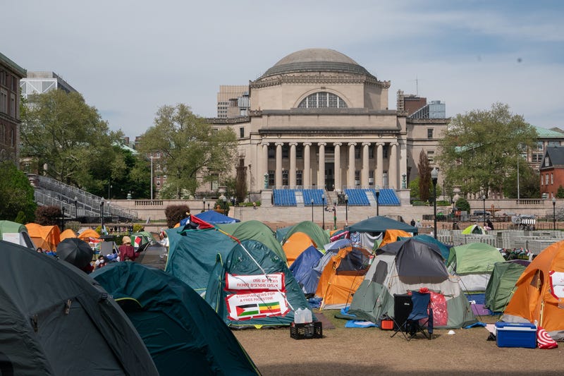 Pro-Palestinian students protest at Columbia University on April 30, 2024, after occupying Hamilton Hall