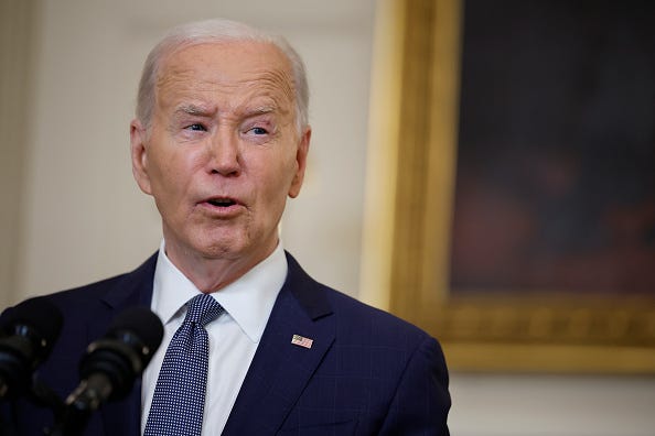 U.S. President Joe Biden delivers remarks on former U.S. President Donald Trump’s guilty verdict in his hush-money trial before speaking on the Middle East at the White House on May 31, 2024 in Washington, DC.