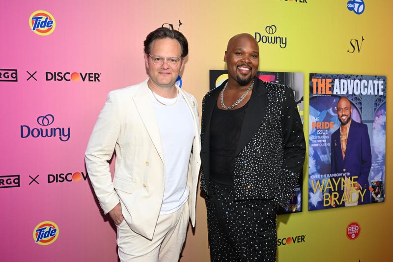 Jeremy Merrifield and Michael James Scott attend the Out/Advocate Pride Cover Party 2024: Pride of Broadway on June 3, 2024 in New York City.