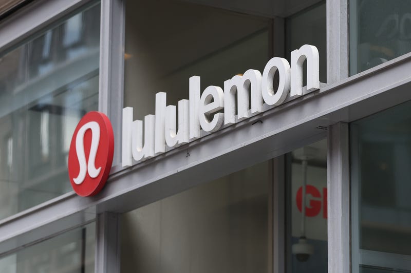 Lululemon signage is seen at a department store.