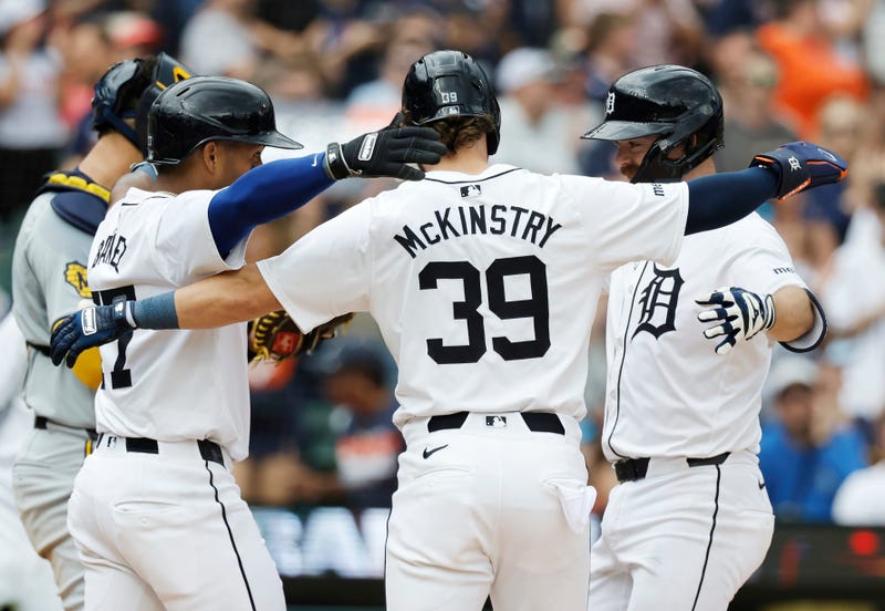 Detroit Tigers celebrate Jake Rogers home run