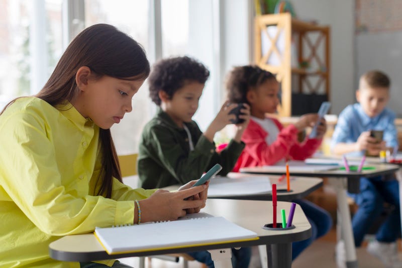 Students with cell phones