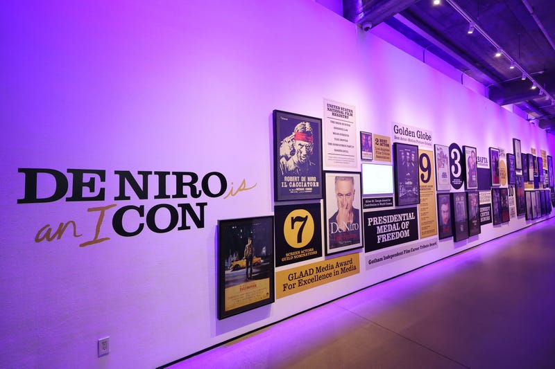 A view of artwork and posters on display at the 2024 De Niro Con press preview at Spring Studios on June 06, 2024 in New York City. De Niro Con runs June 14-16.