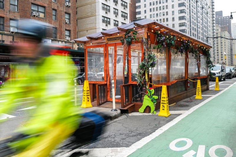 An outdoor dining shed at First Avenue in the Manhattan borough of New York on March 6, 2024.