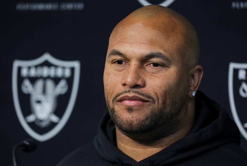 Head coach Antonio Pierce of the Las Vegas Raiders attends a news conference during mandatory minicamp at the Las Vegas Raiders Headquarters/Intermountain Healthcare Performance Center on June 13, 2024 in Henderson, Nevada. 
