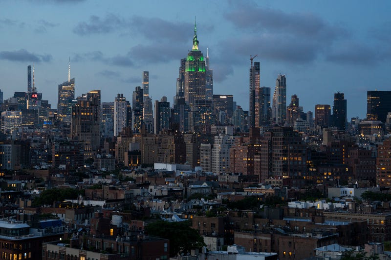 Empire State Building is lit in green with a giant inflatable green dragon to mark the new season of Max/HBO's series "House of the Dragon" on June 16, 2024