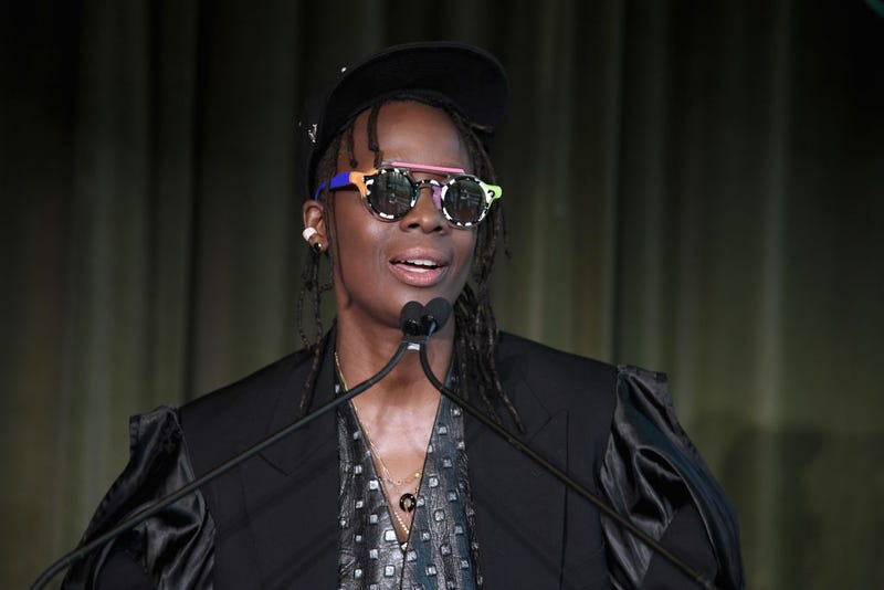 Mickalene Thomas speaks during an event in June in New York City.
