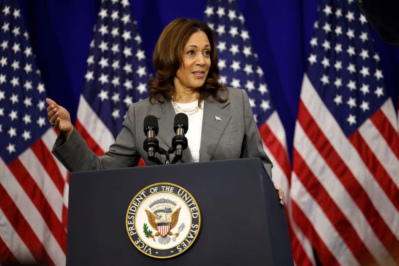 U.S. Vice President Kamala Harris delivers remarks on reproductive rights at Ritchie Coliseum on the campus of the University of Maryland on June 24, 2024 in College Park, Maryland.