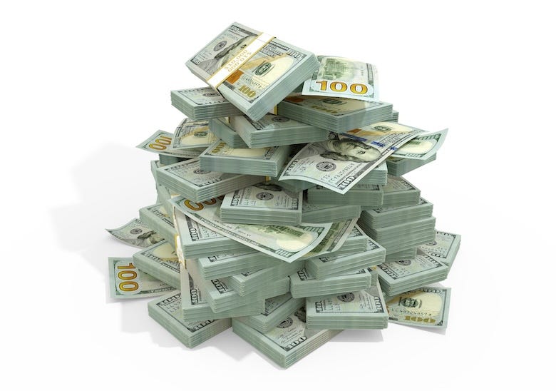 Stacks of $100 bills
