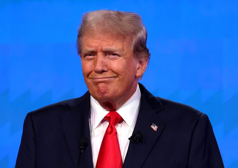 Republican presidential candidate Donald Trump reacts during CNN.s presidential debate on June 27 in Atlanta, Georgia.