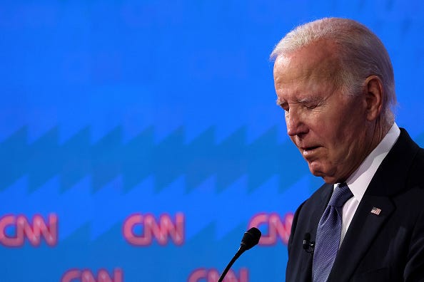U.S. President Joe Biden participates in the CNN Presidential Debate at the CNN Studios on June 27, 2024 in Atlanta, Georgia.
