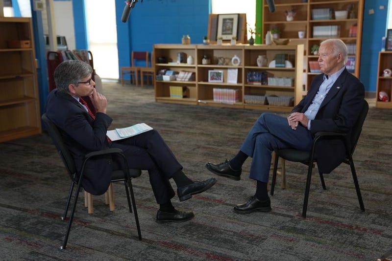 U.S. President Joe Biden speaks with 'This Week' anchor George Stephanopoulos on July 05, 2024 in Madison, Wisconsin.