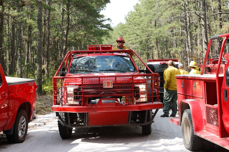 A fire crew is seen Wharton State Forest on July 5, 2024