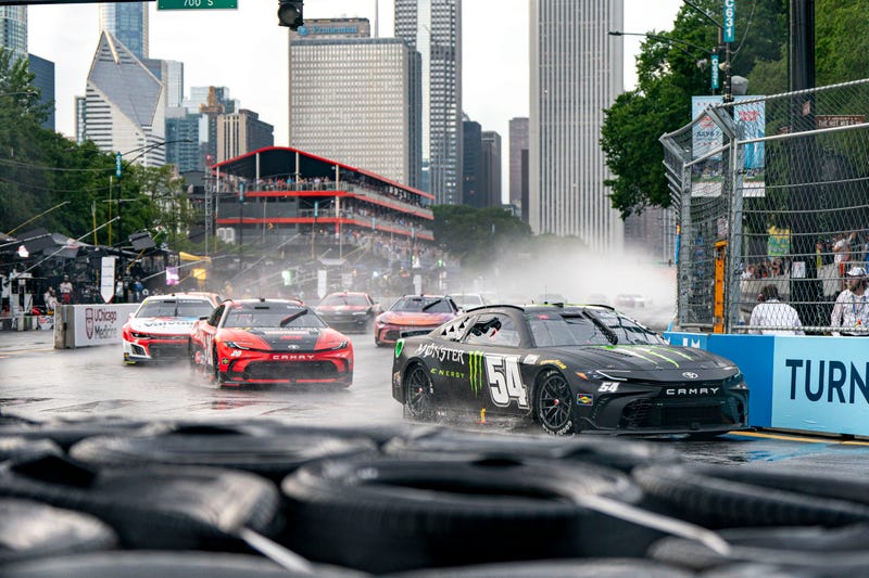 Drivers race around Chicago's Grant Park in the 2024 NASCAR Chicago Street Race. The race will return in 2025.
