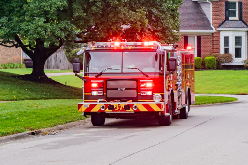 fire truck with lights on
