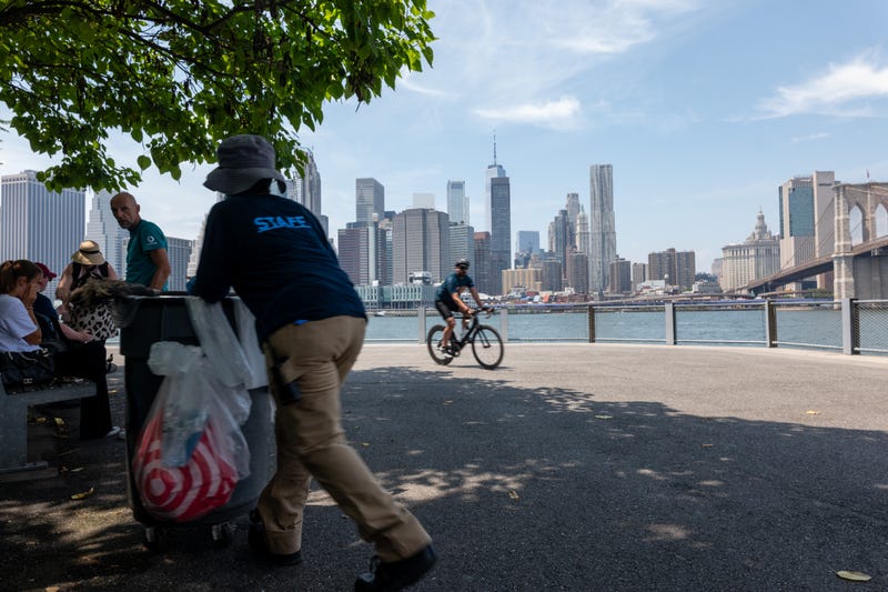 People gather along the Brooklyn waterfront on July 9, 2024