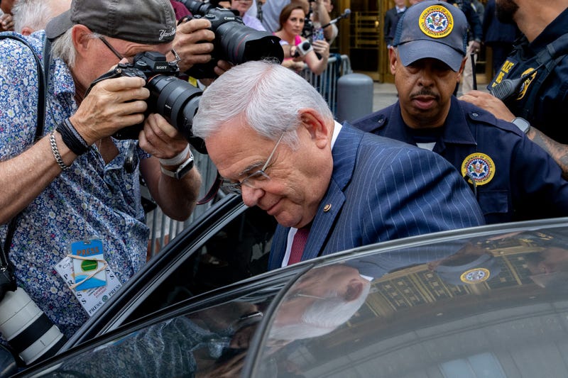 U.S. Sen. Bob Menendez (D-NJ) exits Manhattan federal court on July 16, 2024, in New York City. 