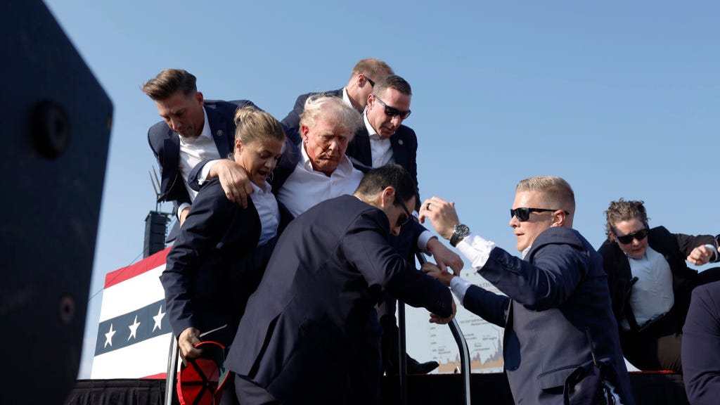 Who was supposed to be protecting Donald Trump at Pennsylvania rally?