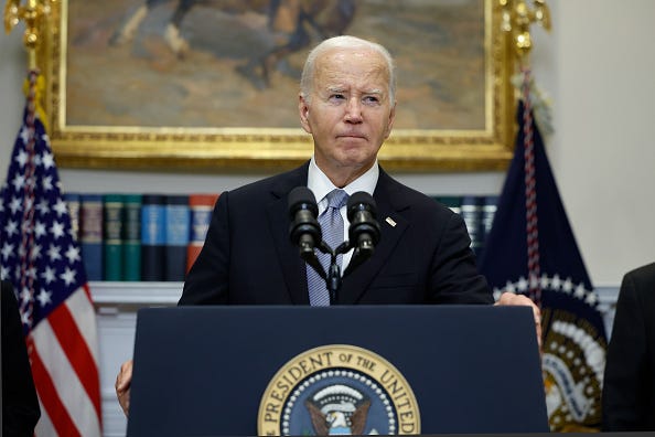 U.S. President Joe Biden delivers remarks on the assassination attempt on Republican presidential candidate former President Donald Trump at the White House on July 14, 2024 in Washington, DC.