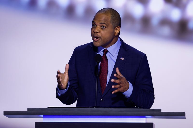 Dallas Mayor Eric Johnson speaks on stage on the second day of the Republican National Convention at the Fiserv Forum on July 16, 2024, in Milwaukee, Wisconsin.
