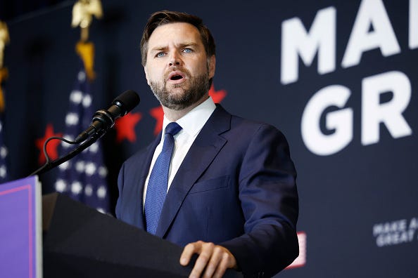 Republican vice presidential candidate, U.S. Sen. J.D. Vance (R-OH) speaks during a fundraising event at Discovery World on July 17, 2024 in Milwaukee, Wisconsin. 