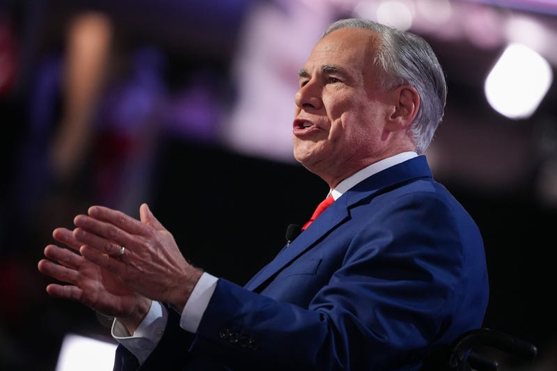 Texas Gov. Greg Abbott speaks on stage on the third day of the Republican National Convention at the Fiserv Forum on July 17, 2024, in Milwaukee, Wisconsin.