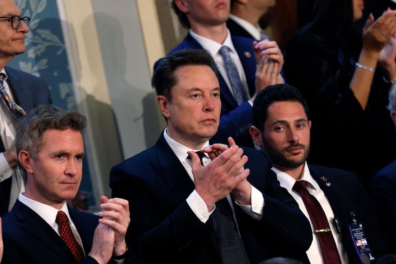 Tesla CEO Elon Musk listens as Israeli Prime Minister Benjamin Netanyahu addresses a joint meeting of Congress in the chamber of the House of Representatives at the U.S. Capitol on July 24, 2024