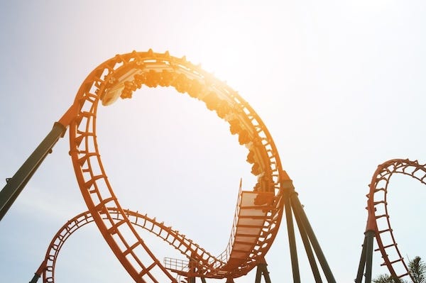 Roller coaster against a sunny sky